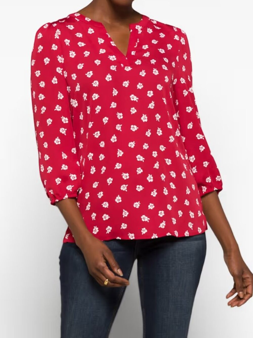 41 Hawthorn Mariene Mixed Material Top, Red, Large, NWT